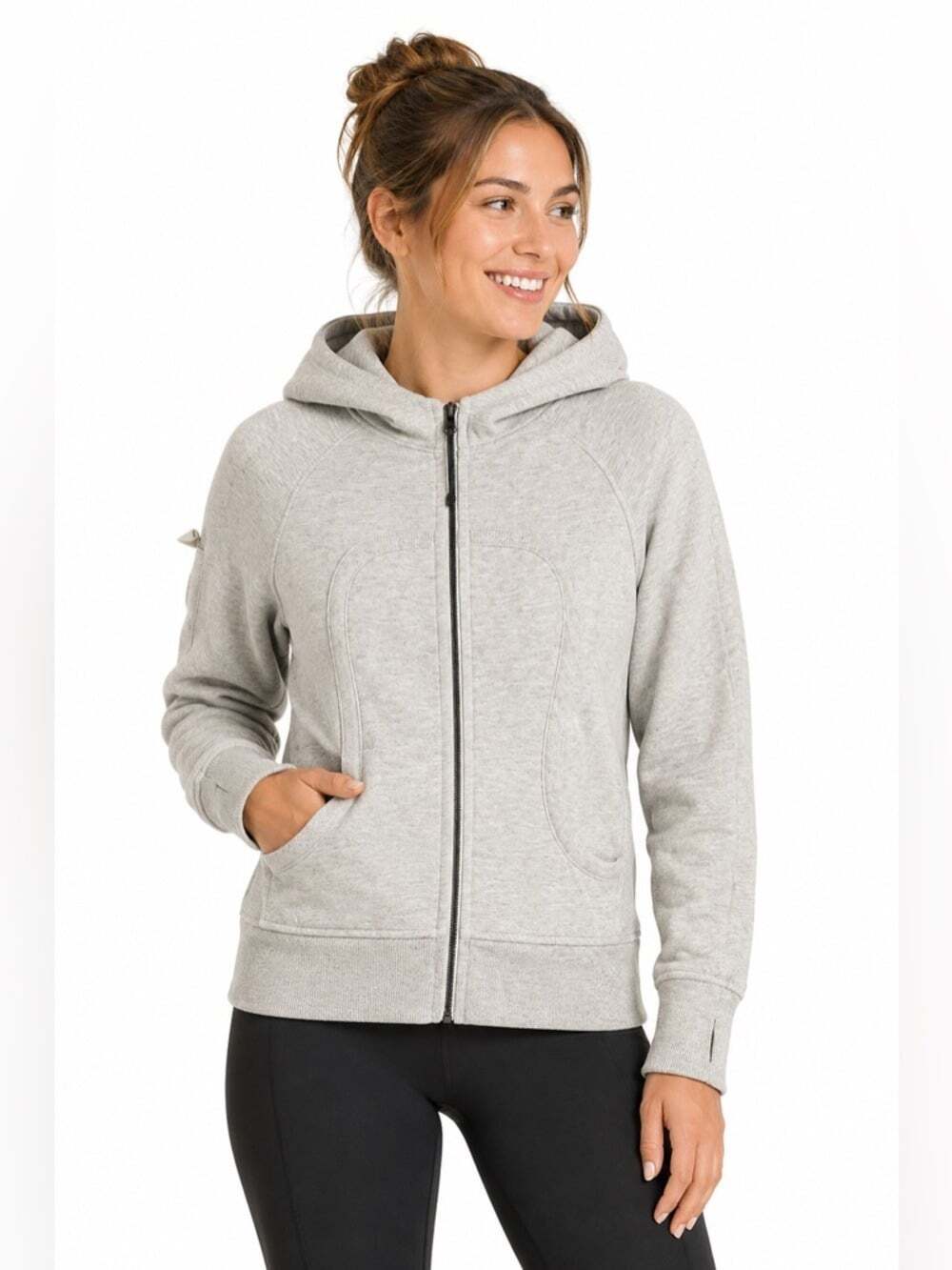 Lululemon Scuba Hoodie Sweatshirt Grey Zip Front Long Sleeve Hooded Jacket 6